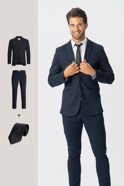 The Original Performance Suit™️ (Navy) + Tie - Package Deal - TeeShoppen Group™