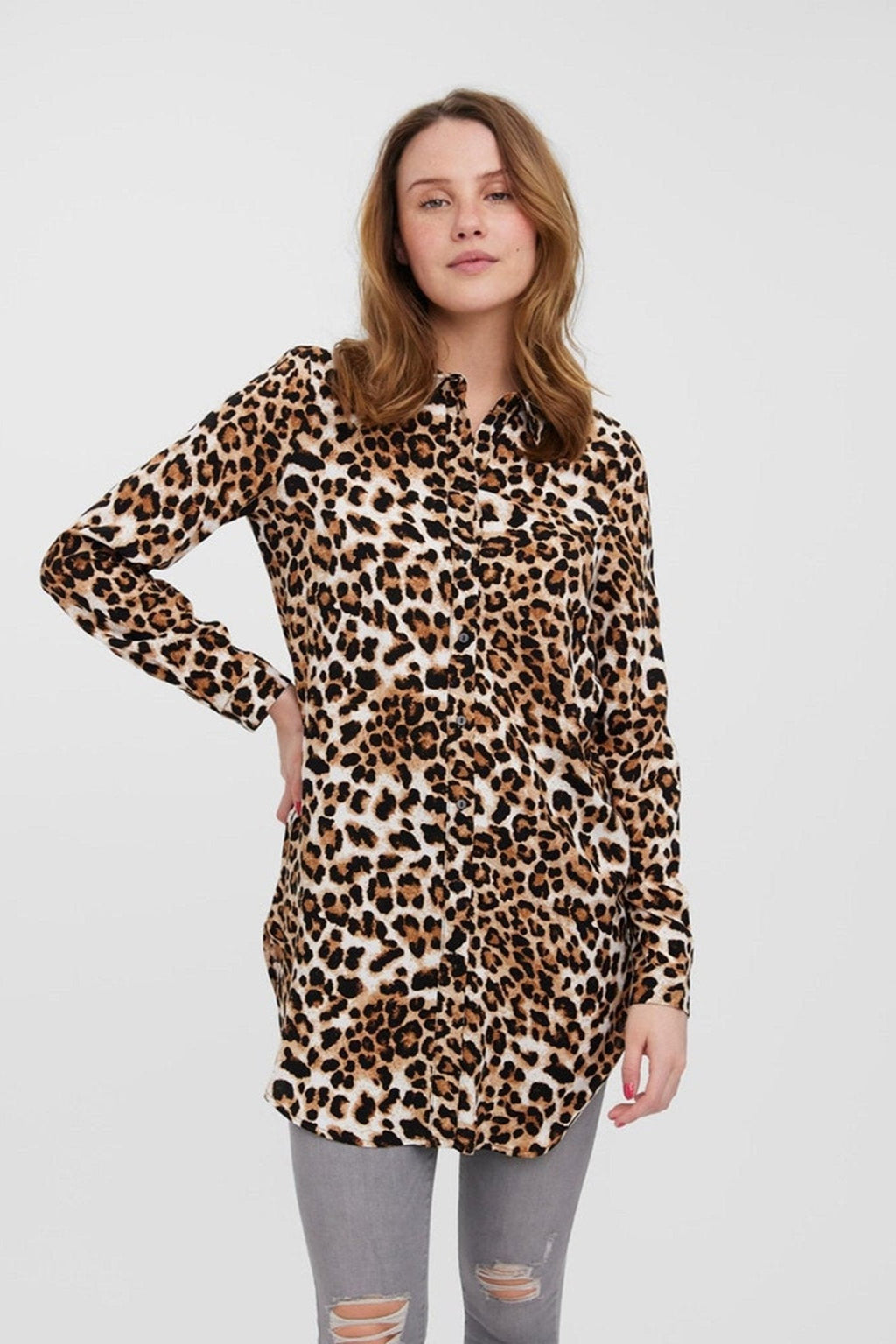 Chemise longue facile - bronzage