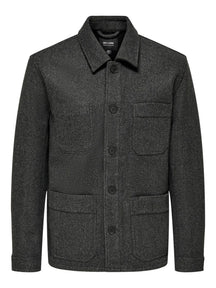 Jax Overshirt Jacket - Dark Grey Melange