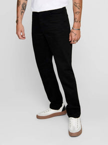 Jeans Stretch Mike - noir (ajustement large)