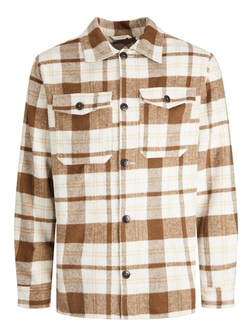 Ollie Check Overshirt - Seal Brown - TeeShoppen Group™ - Formal Shirts & Blouses - Jack & Jones