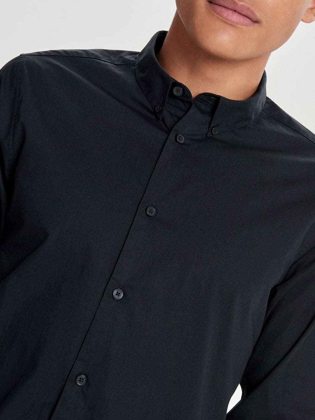 Poplin Long Sleeve Shirt - Black