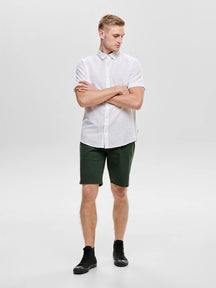 Chemise en lin à manches courtes - blanc