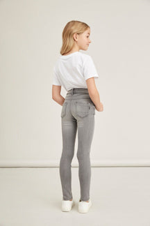 Jeans skinny en coton biologique - denim gris
