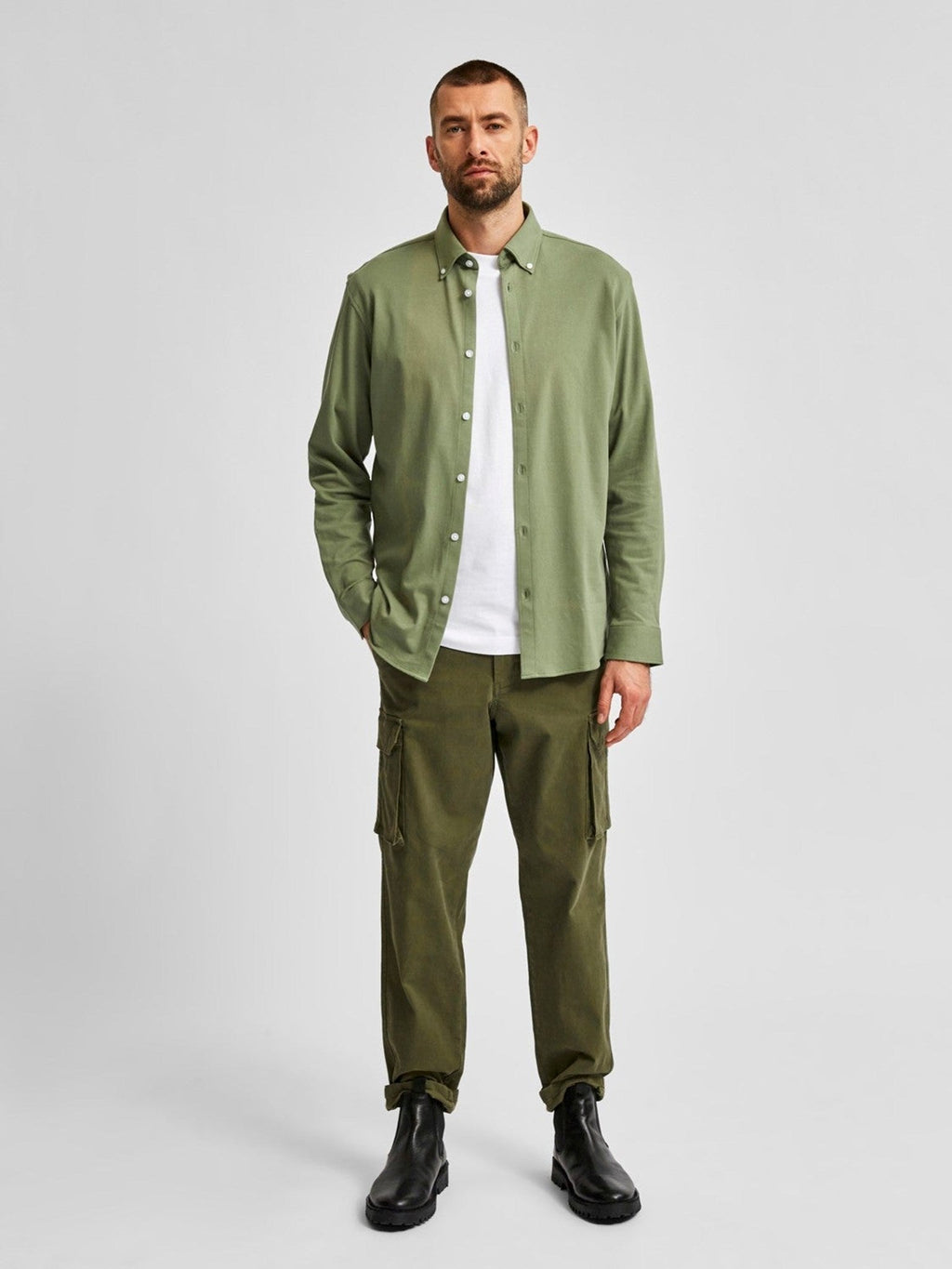 Slim Fit Shirt en coton biologique - vert