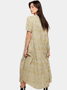 Sofie Long Dress - Blue & Yellow Floral